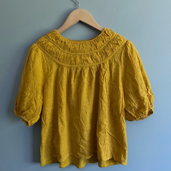 ANTHROPOLOGIE Dolan textured puff 3/4 sleeve top - Picture 2 of 8